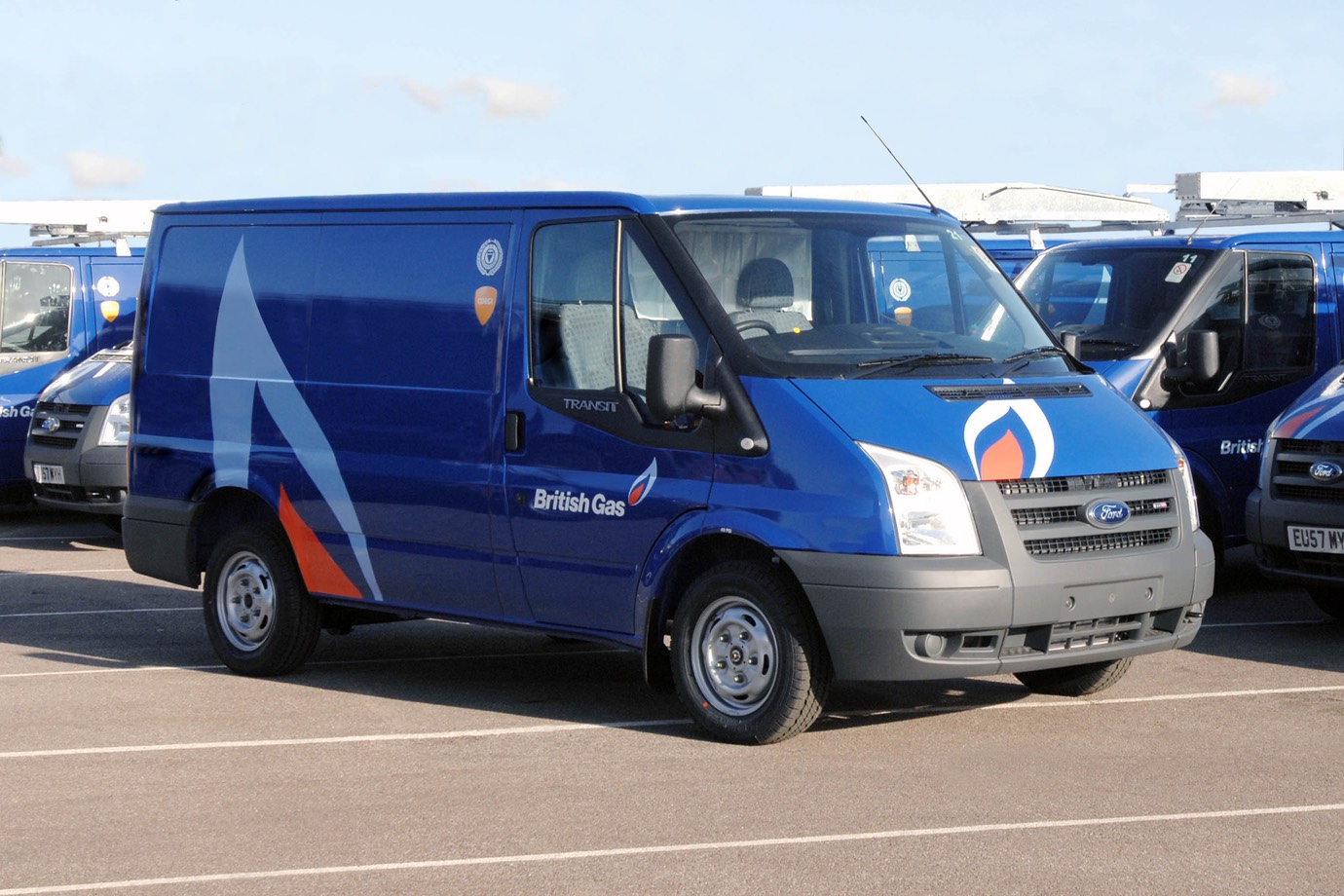 Ford Transit vans carry the blue livery 